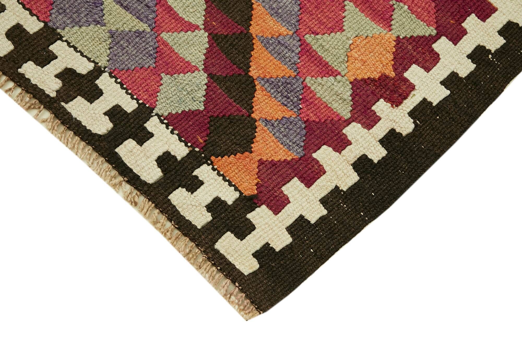 Turkish Handwoven Vintage Herki Kilim 88 cm x 407 cm