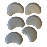 Lot de 6 assiettes en porcelaine blanche lune bordure dorées Apilco
