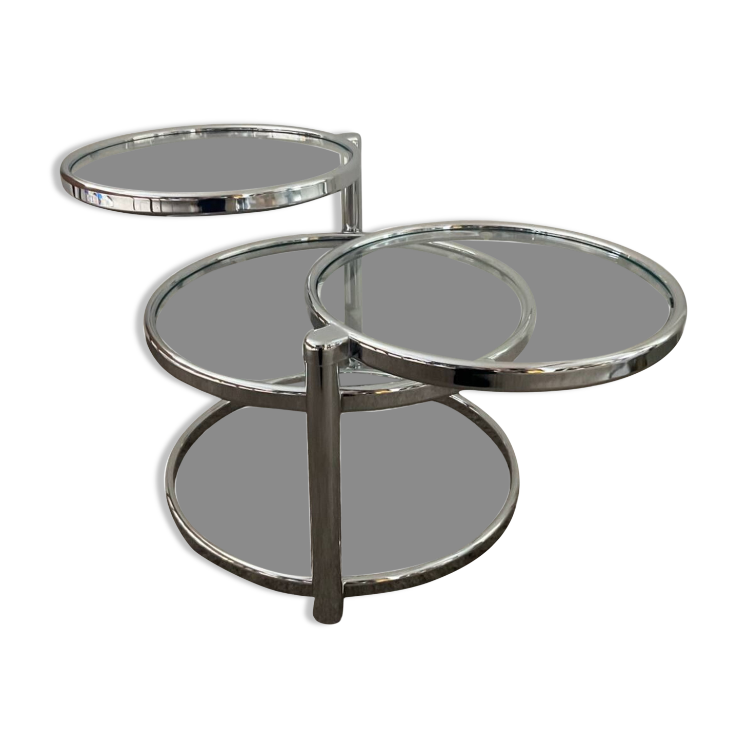 Vintage chrome coffee table with swivel tops