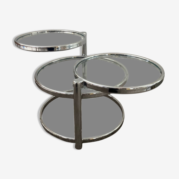 Vintage chrome coffee table with swivel tops