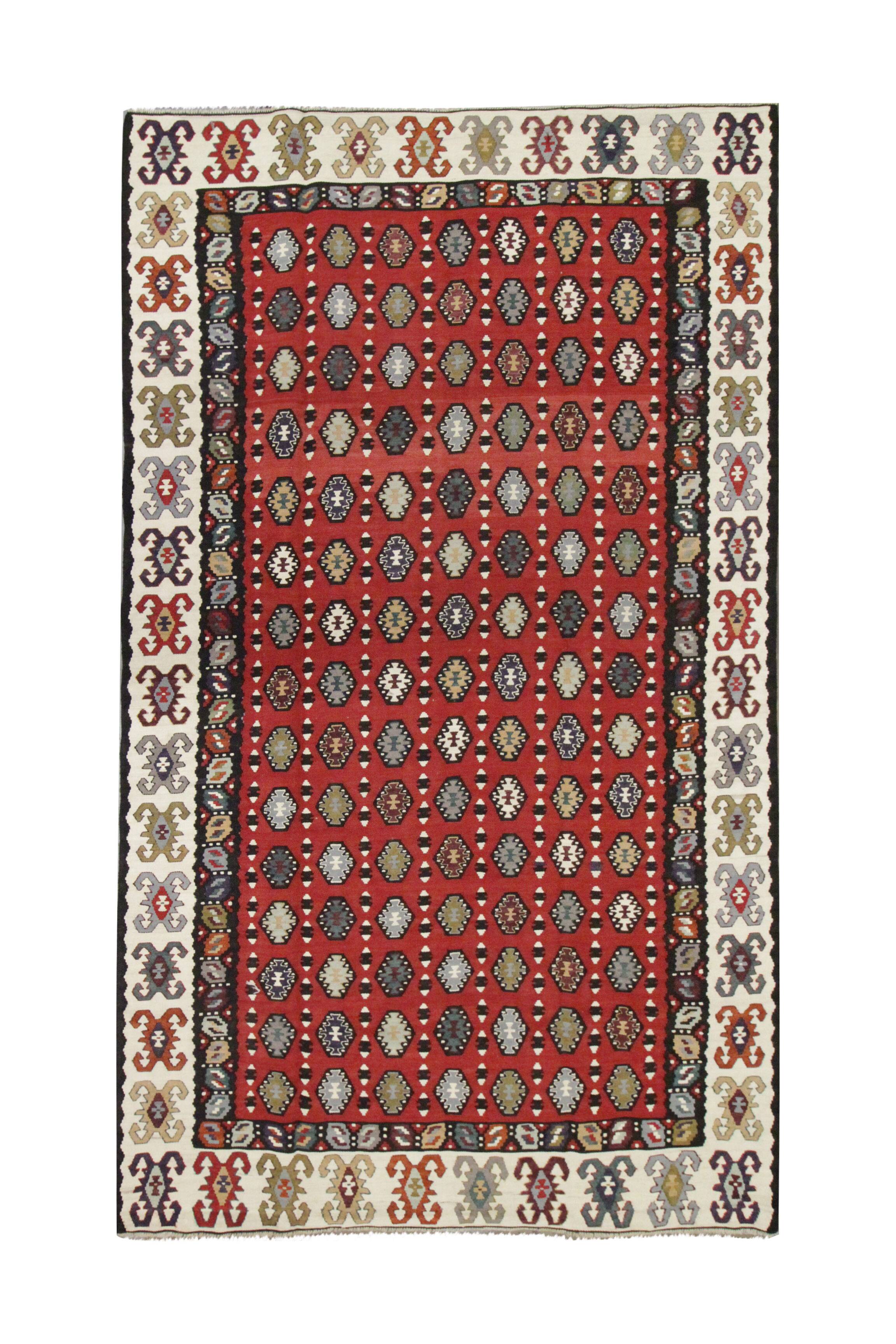 Serbian Kilim Rug, Handwoven Wool Flatweave Carpet, Folk Art 245x150 cm