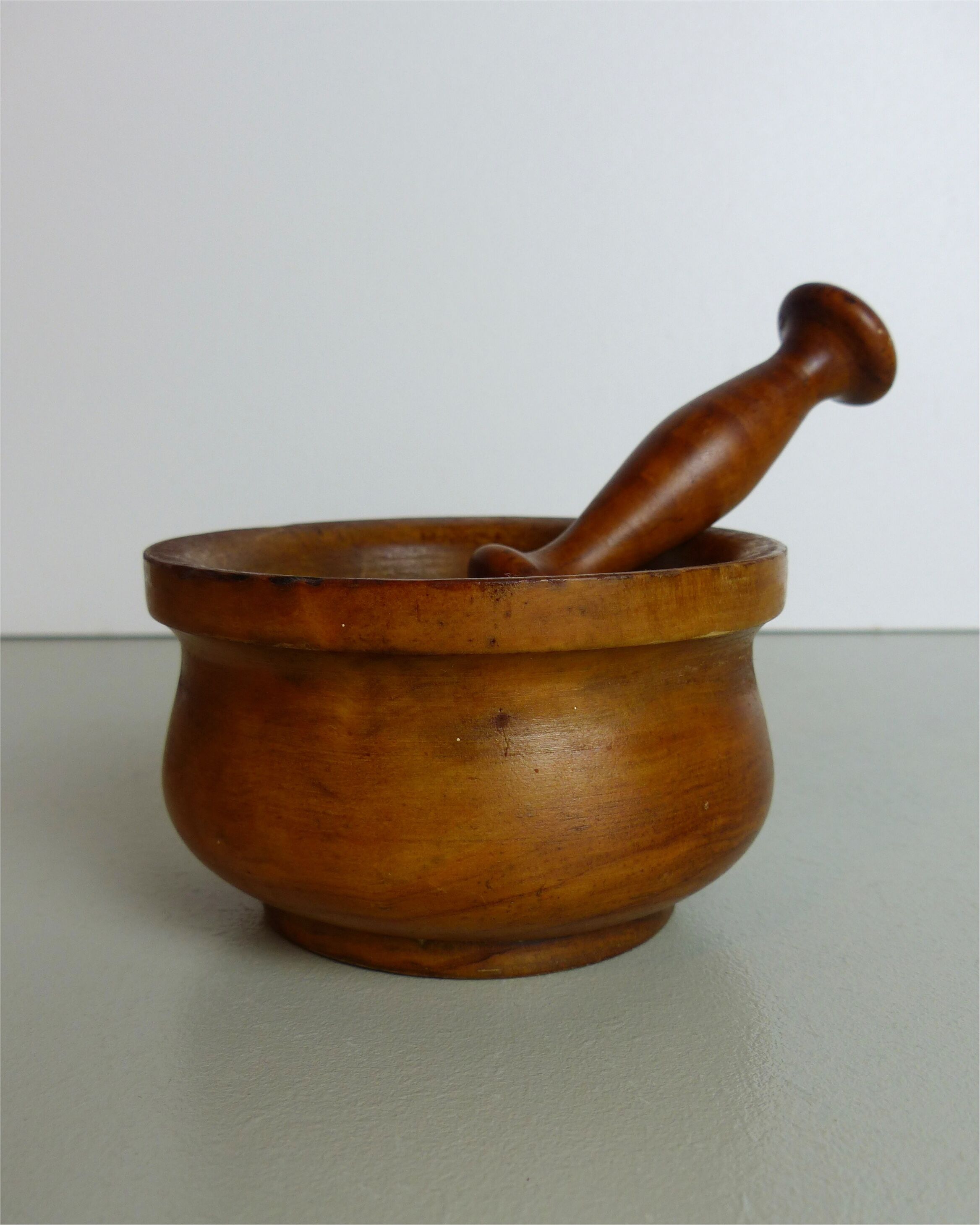 Wooden mortar and pestle
