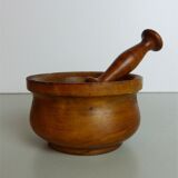 Wooden mortar and pestle