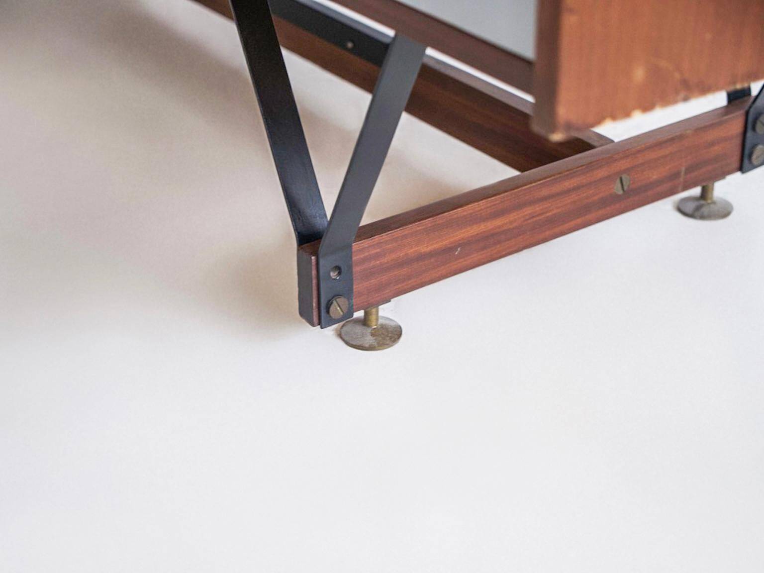 Small wooden desk with metal structure, Italy, 1960s.