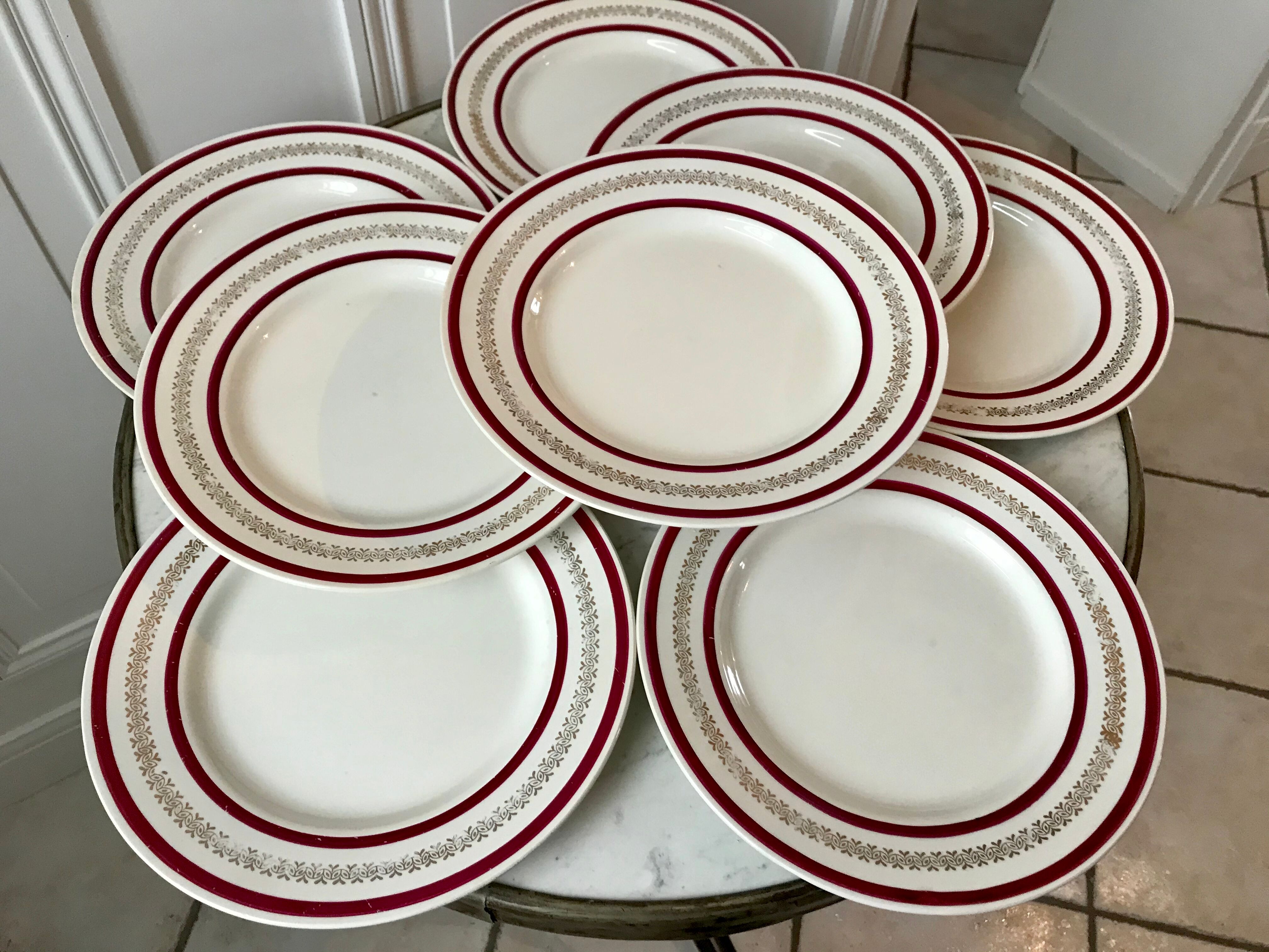 Set of 8 flat plates Gien 50s