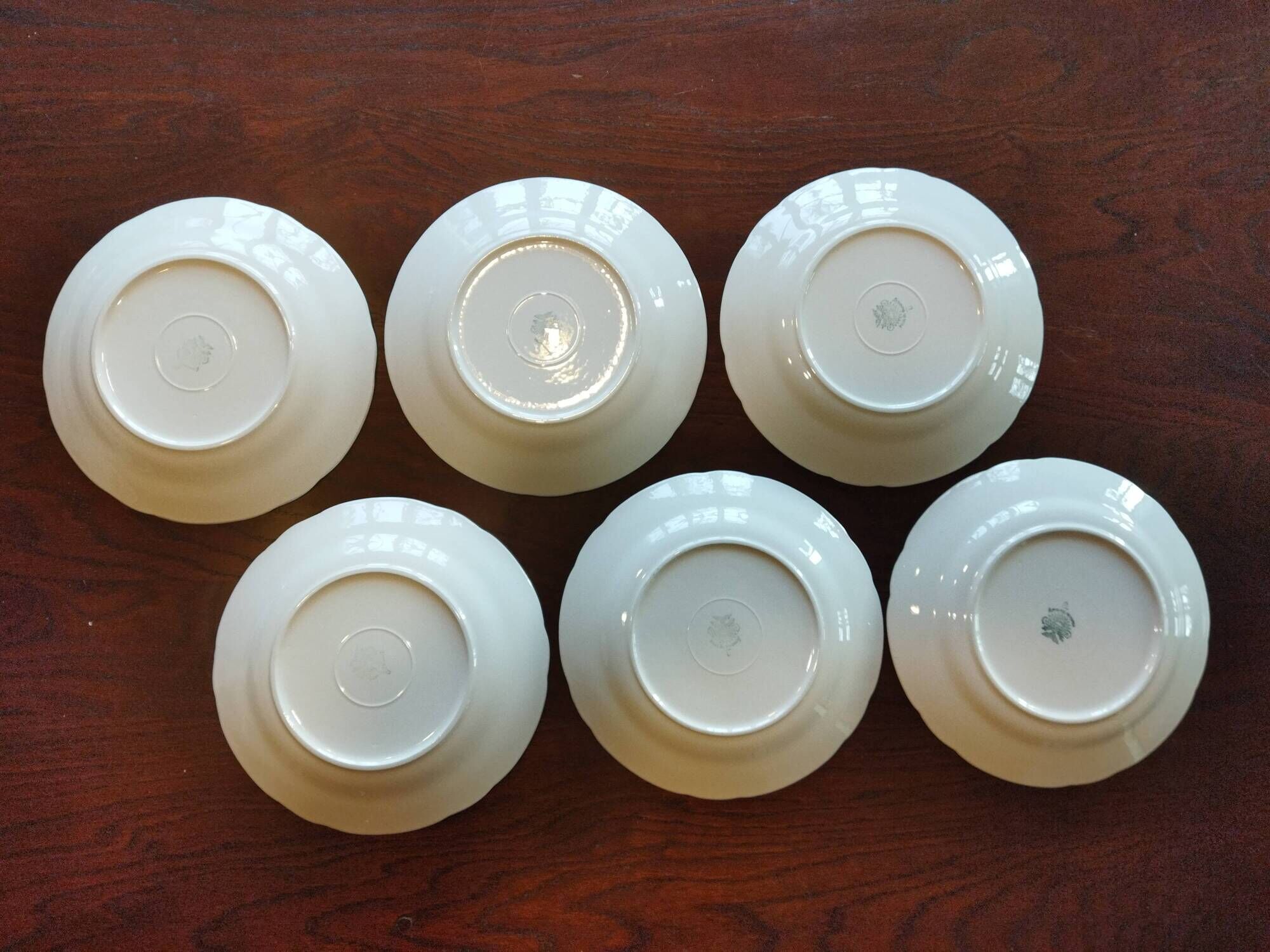 12 flat plates Villeroy & Boch Mettlach celadon green and vintage gold 1960s