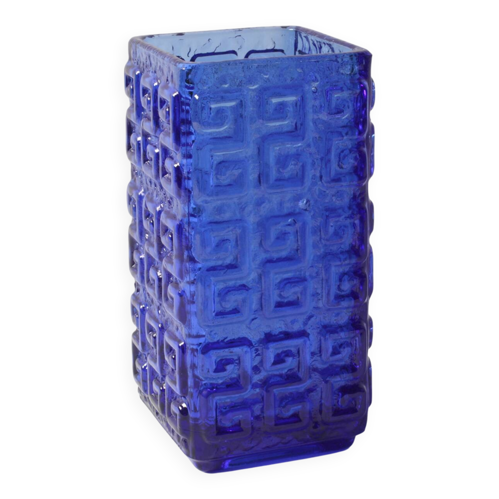 Vase en verre bleu cobalt du milieu du siècle : design finlandais par Tamara Aladin