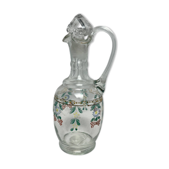 Carafe en verre émaillé à décor de fleurs, vers 1900