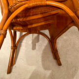 Vintage "Tonneau" Wicker Armchair - 1970s