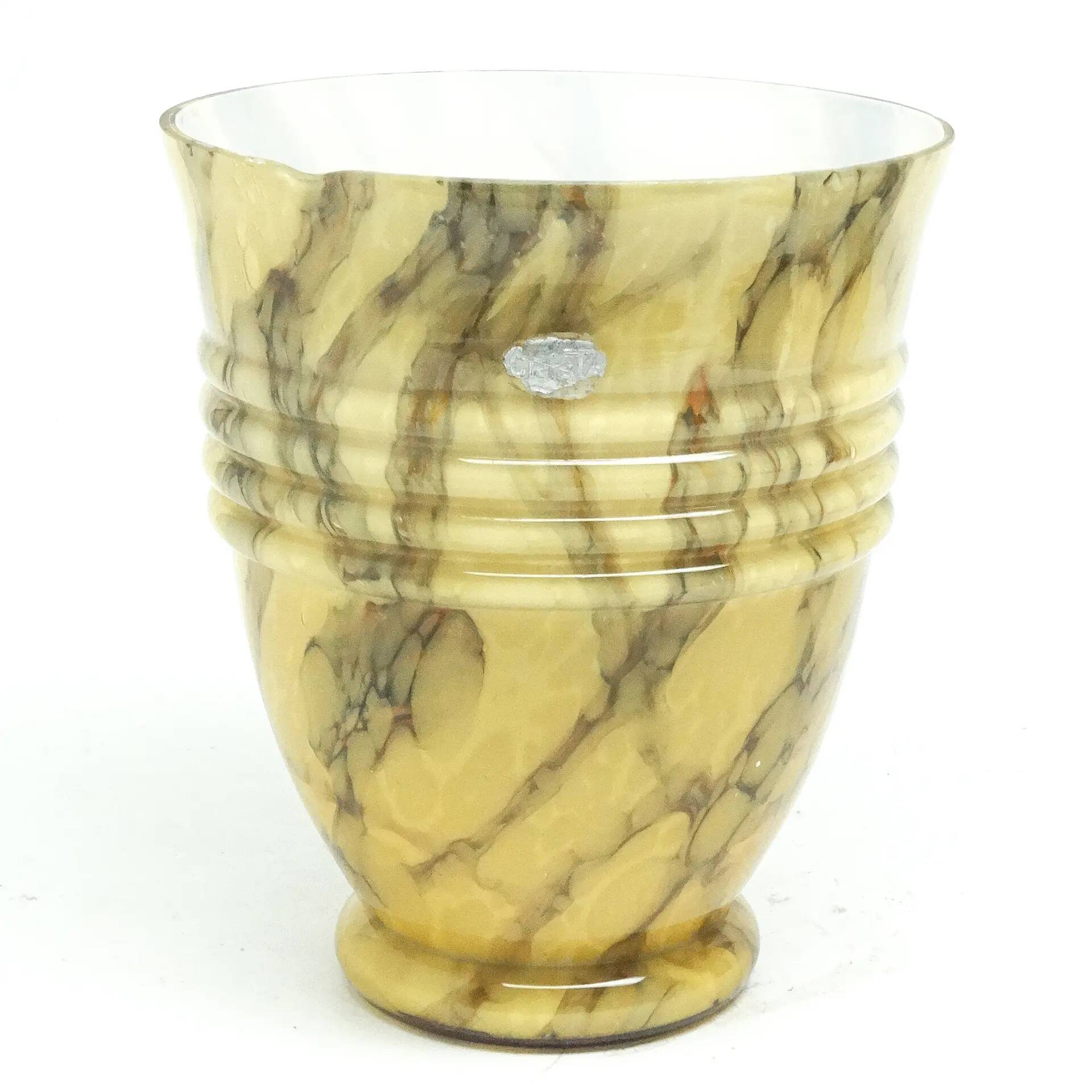 Art Deco vase, marbled glass, Czechoslovakia, 1930s
