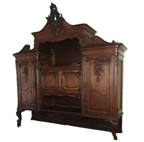 Upper part of an antique 19th-century dresser, Louis XV style.