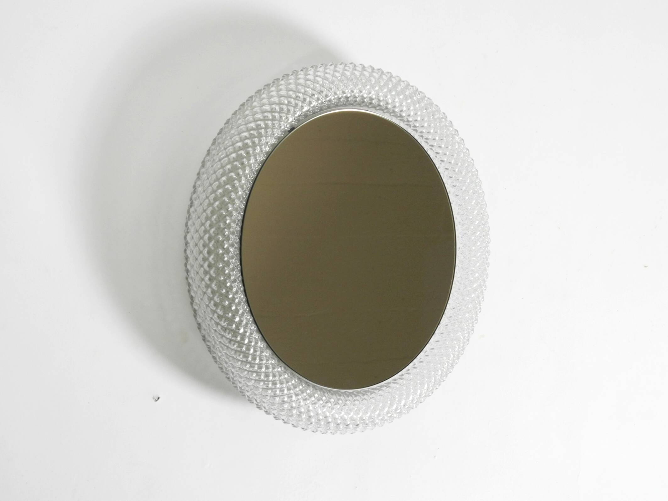 Stunning 1960s illuminated Limburg crystal glass wall mirror