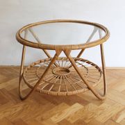 1960's Set of Four Rattan Armchairs and Side Table by Jaroslav Prochazka for ULUV