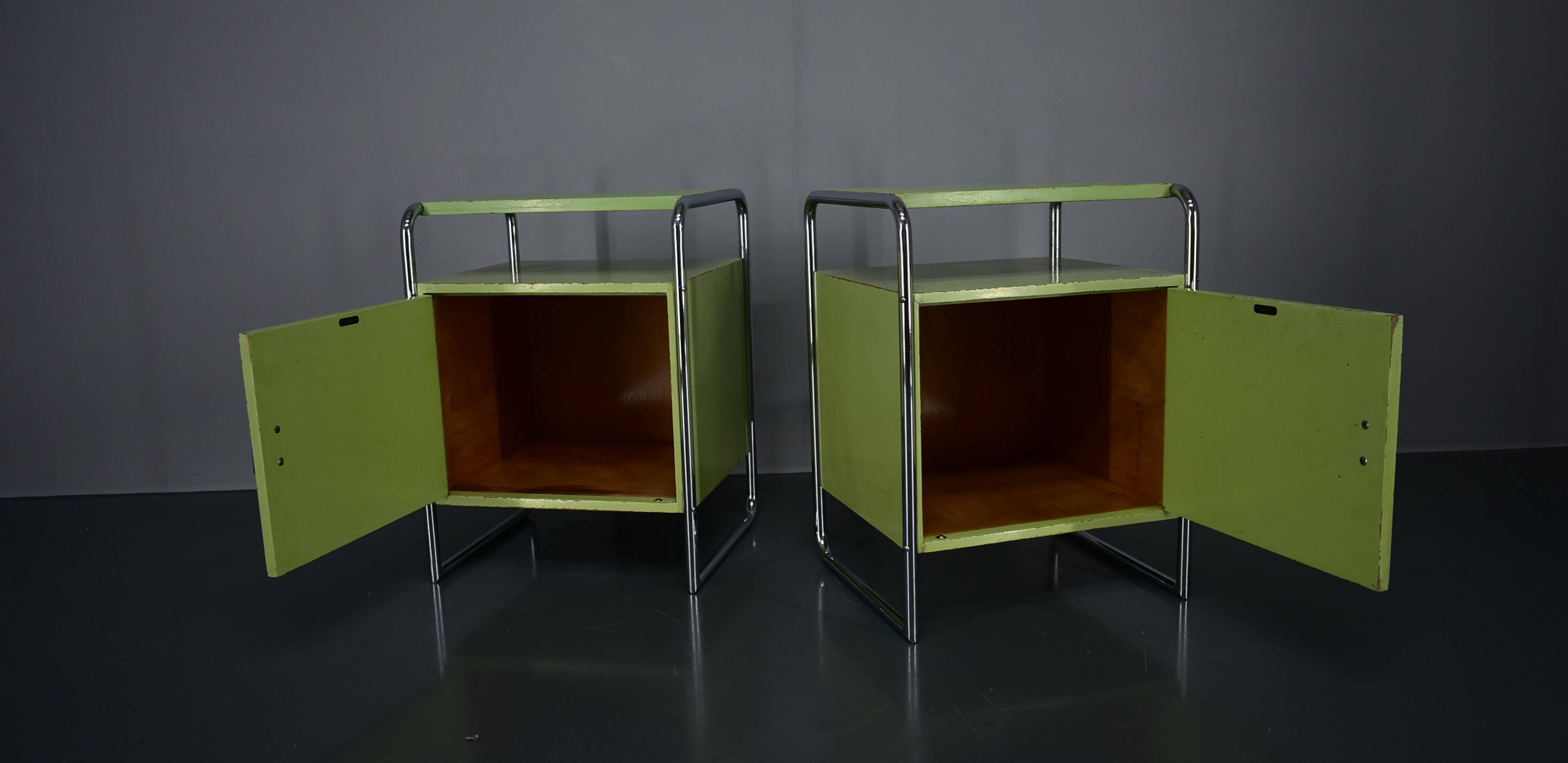 Set of Two Bauhaus Night Stands by Vichr & Co., 1930s