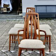 Set of 4 chairs and a pair of vintage eva armchairs by nils koefoed