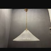 White Murano Glass Pendant Light with Black Rim, Italy, Mid-Century