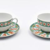 2 cups Christofle Oceana Green Ginkgo porcelain