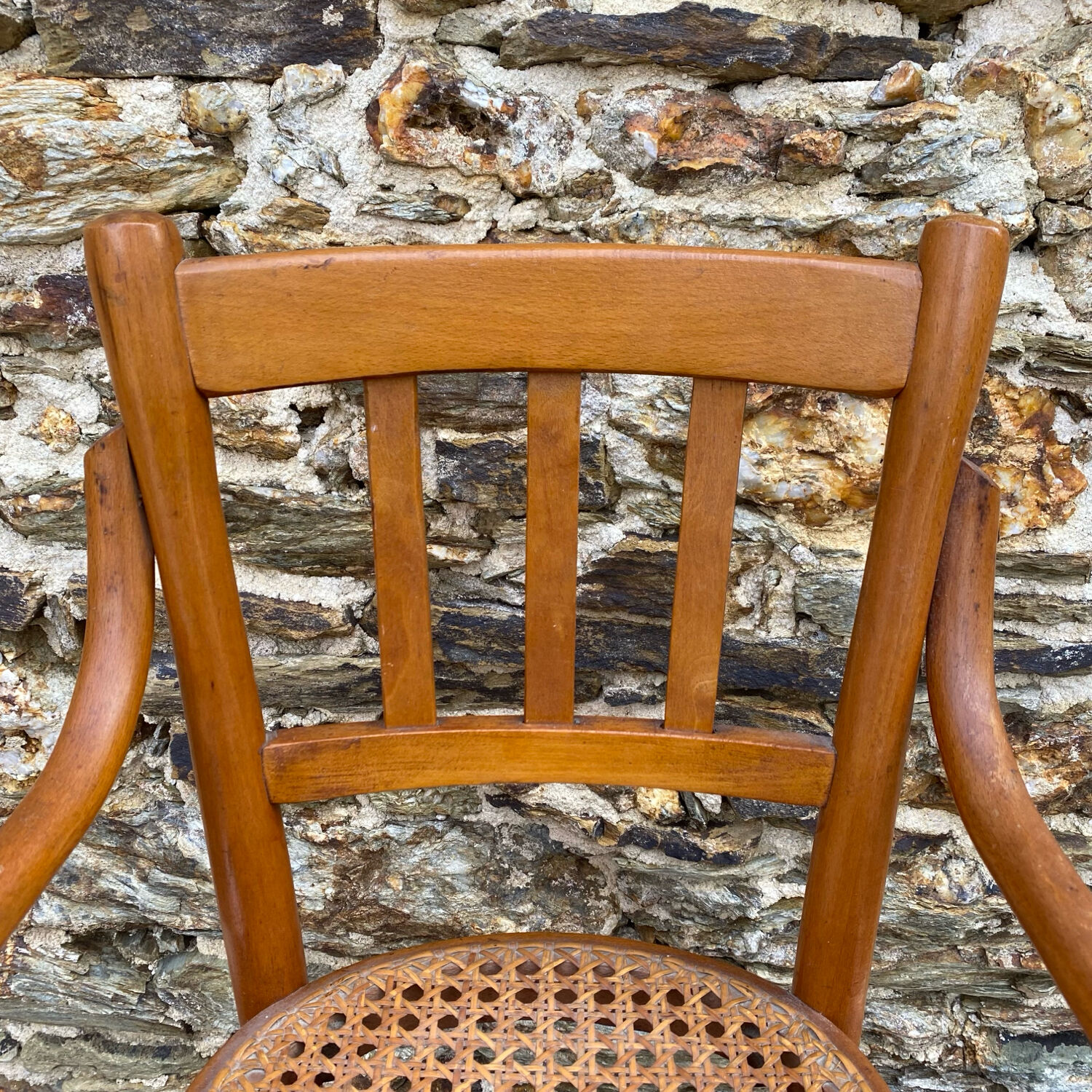 Children's bistro chair in wood and caning