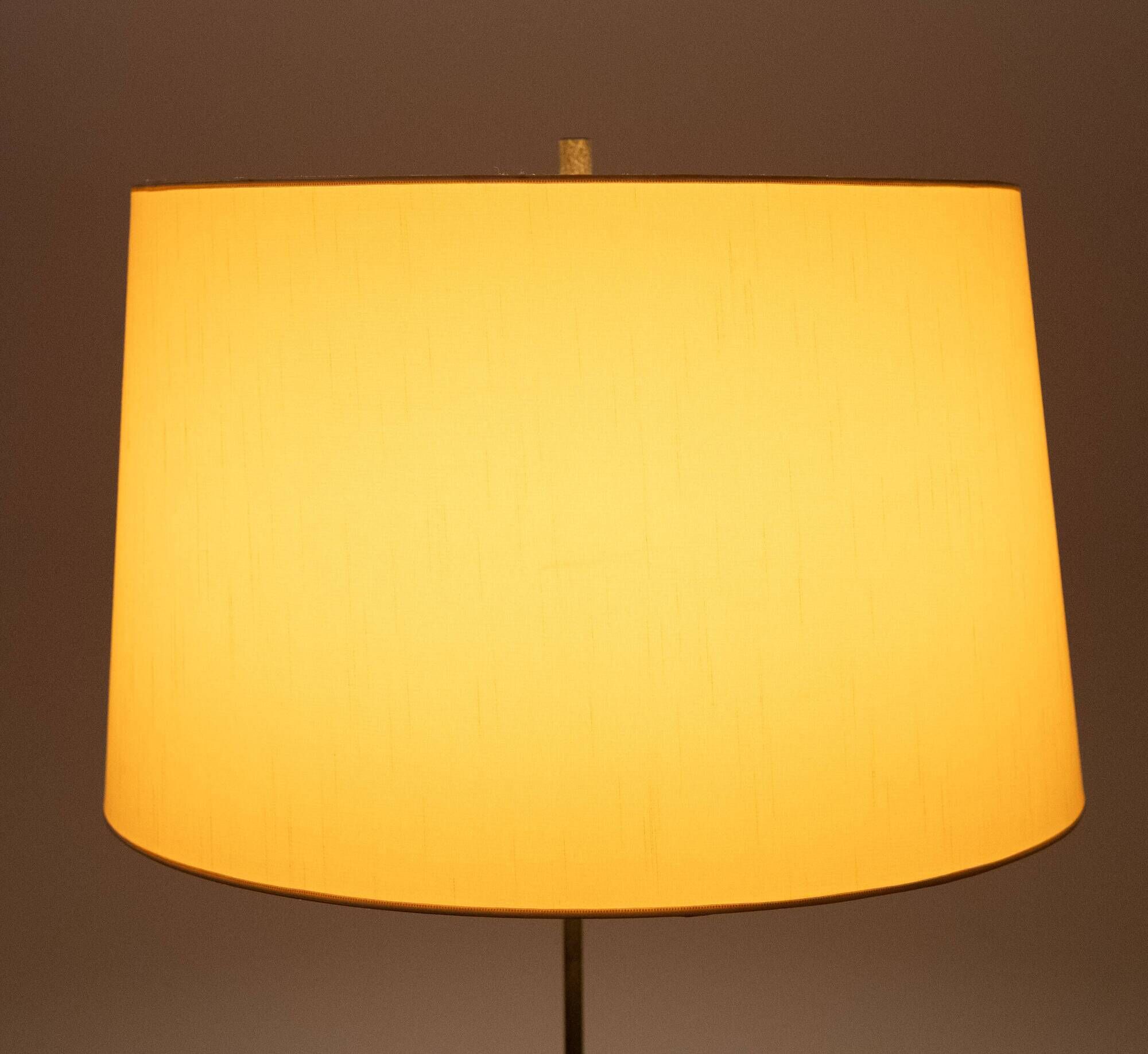 Classic Green Leather rapt floor lamp with shade 1950s France