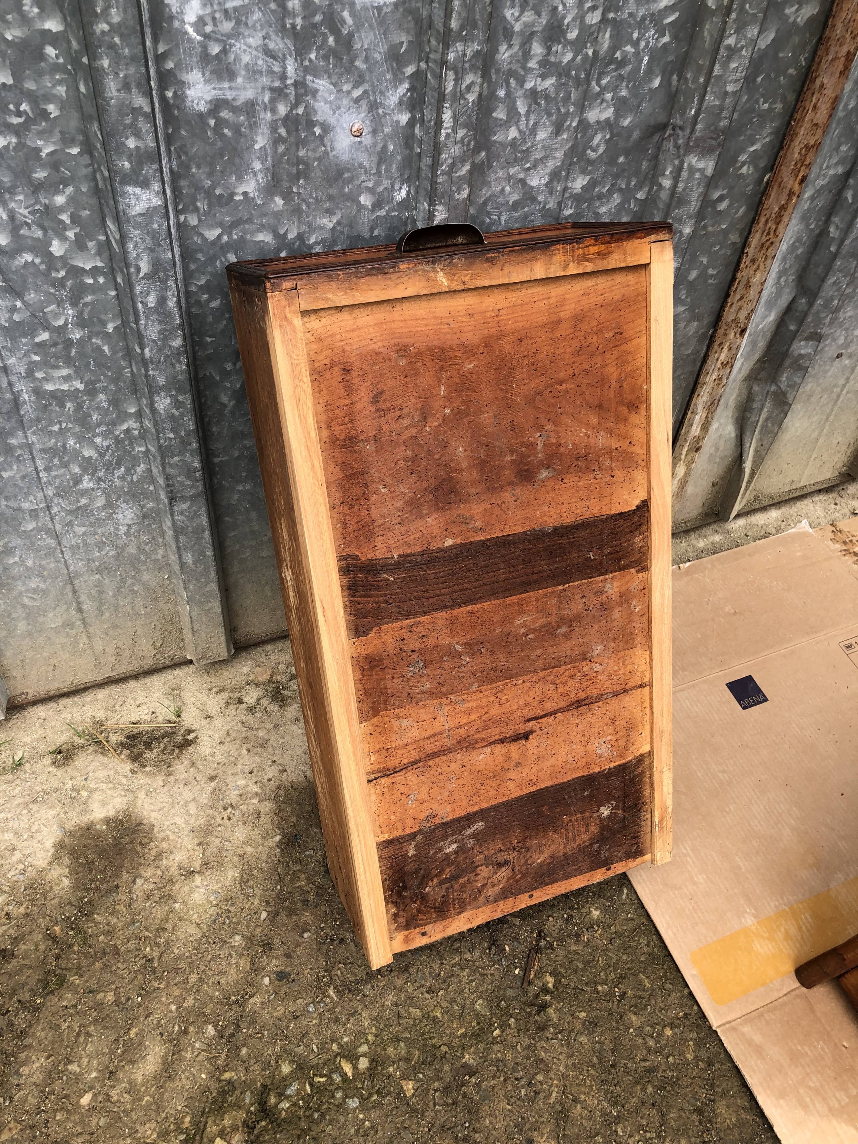 Antique farmhouse table in solid cherry wood with 3 drawers and 1 pull-out.