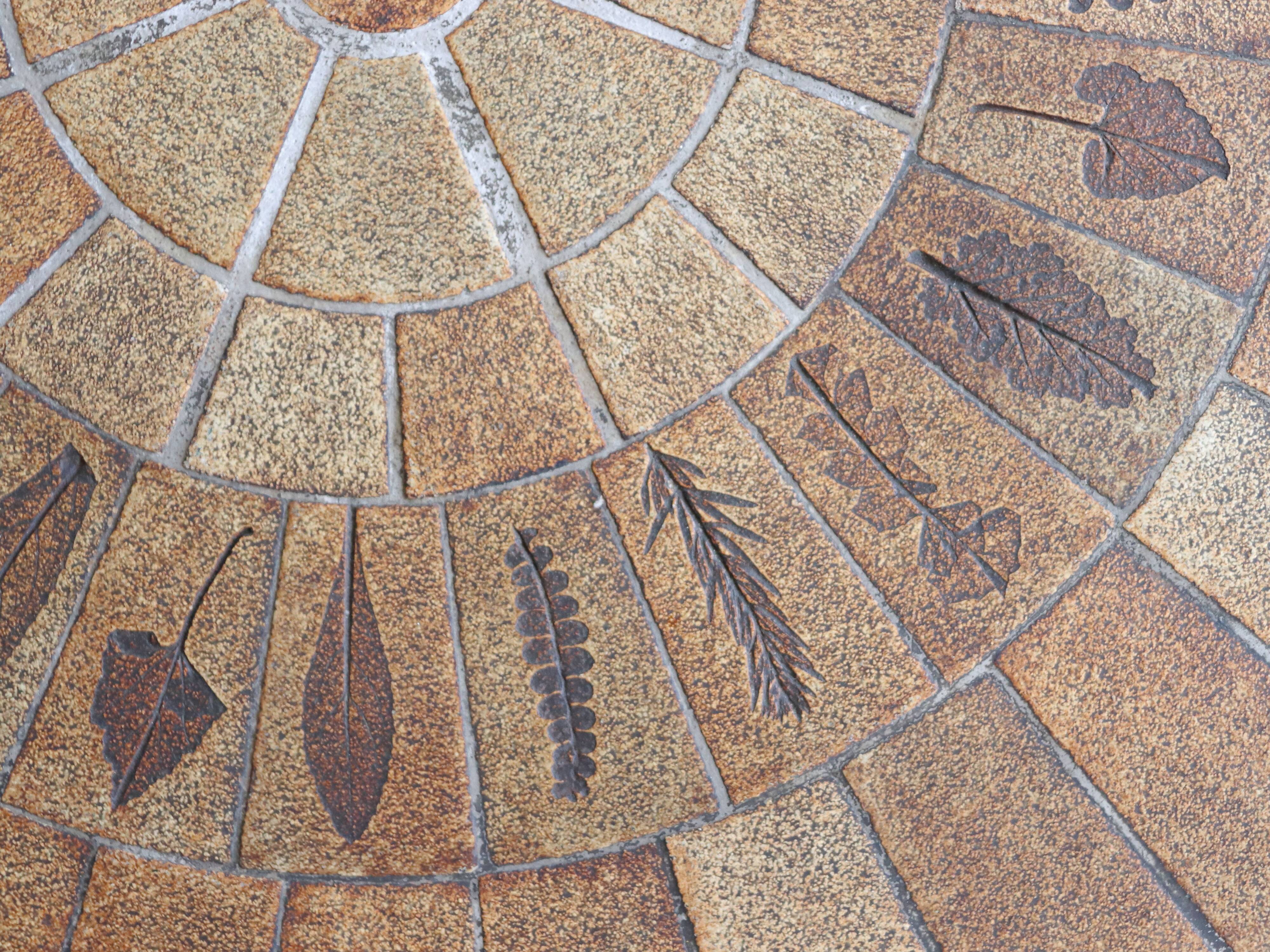 Round coffee table in wood and ceramic by Roger Capron, herbier/garrigue model, 60s/70s