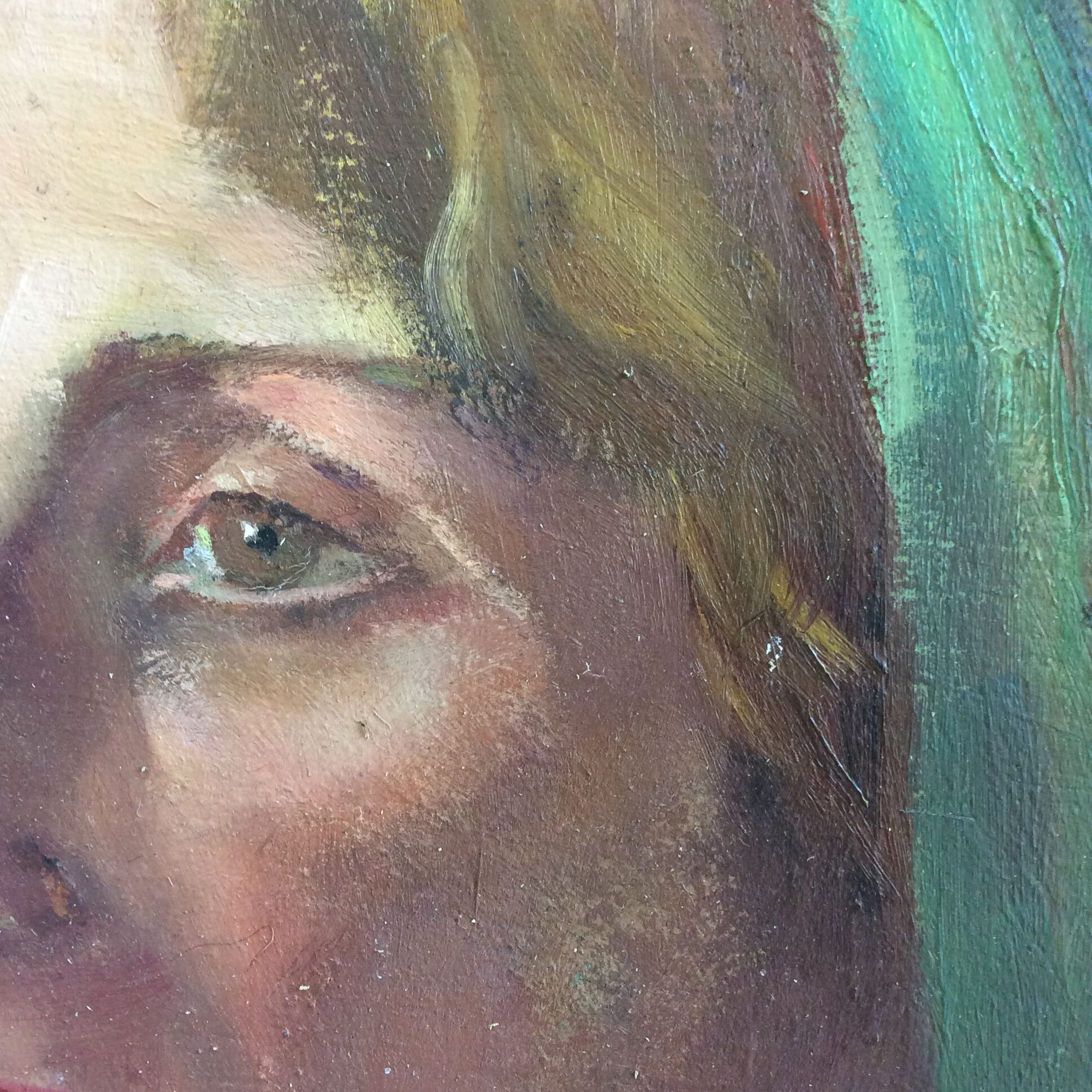 Painting "The woman with the green headband" 50's
