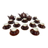 Villeroy & Boch vintage 60's complete coffee service in vitro enameled porcelain, glossy brown series