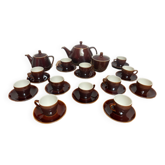 Villeroy & Boch vintage 60's complete coffee service in vitro enameled porcelain, glossy brown series