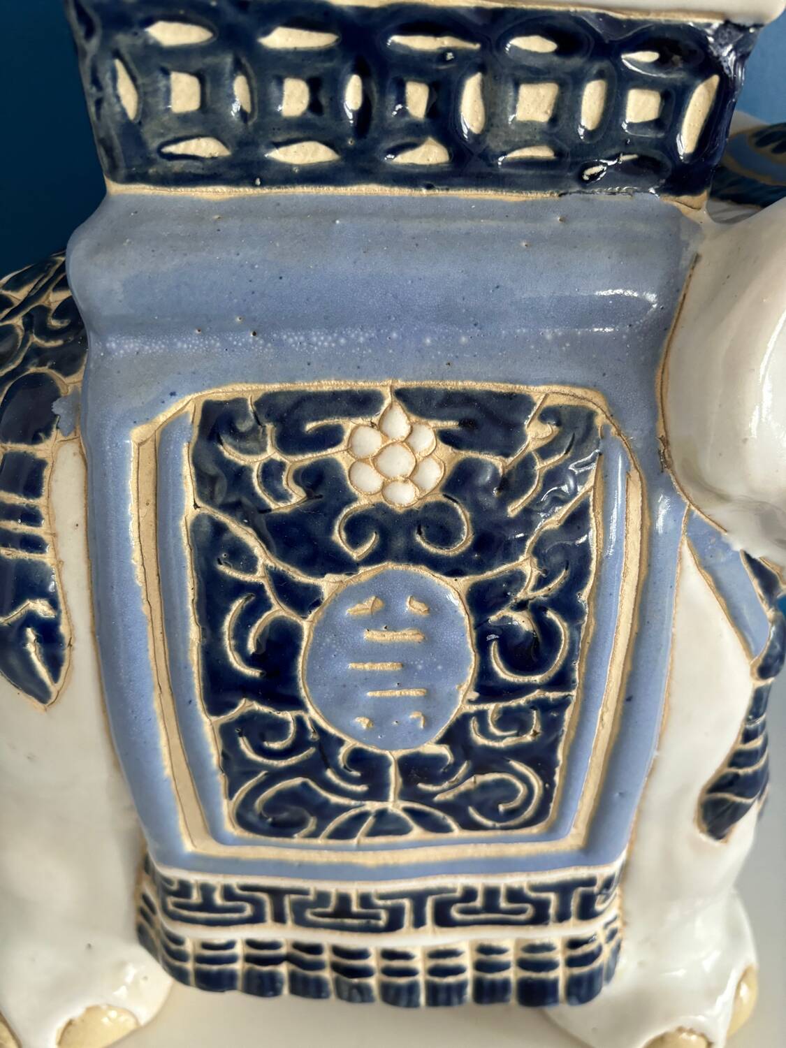 Ceramic elephant plant holder stool