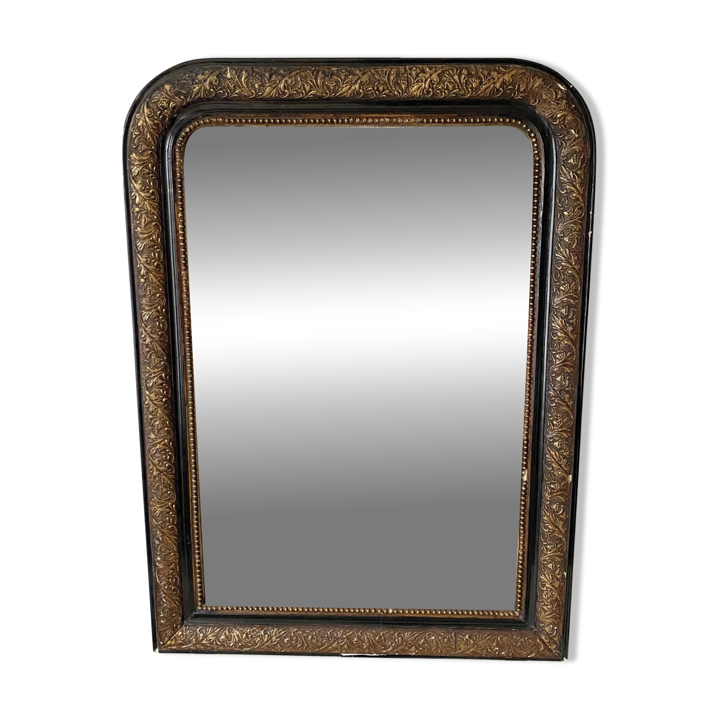 Antique Louis Philippe mirror in black and gold, 93X68cm