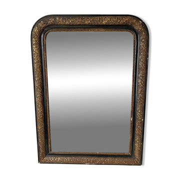 Miroir ancien Louis Philippe noir et or  , 93X68cm