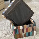 Pouf /coffre ou Ottoman « Arlequin » cuir  1970