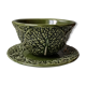 Bowl with saucer vintage slurry green Portugal cabbage leaf