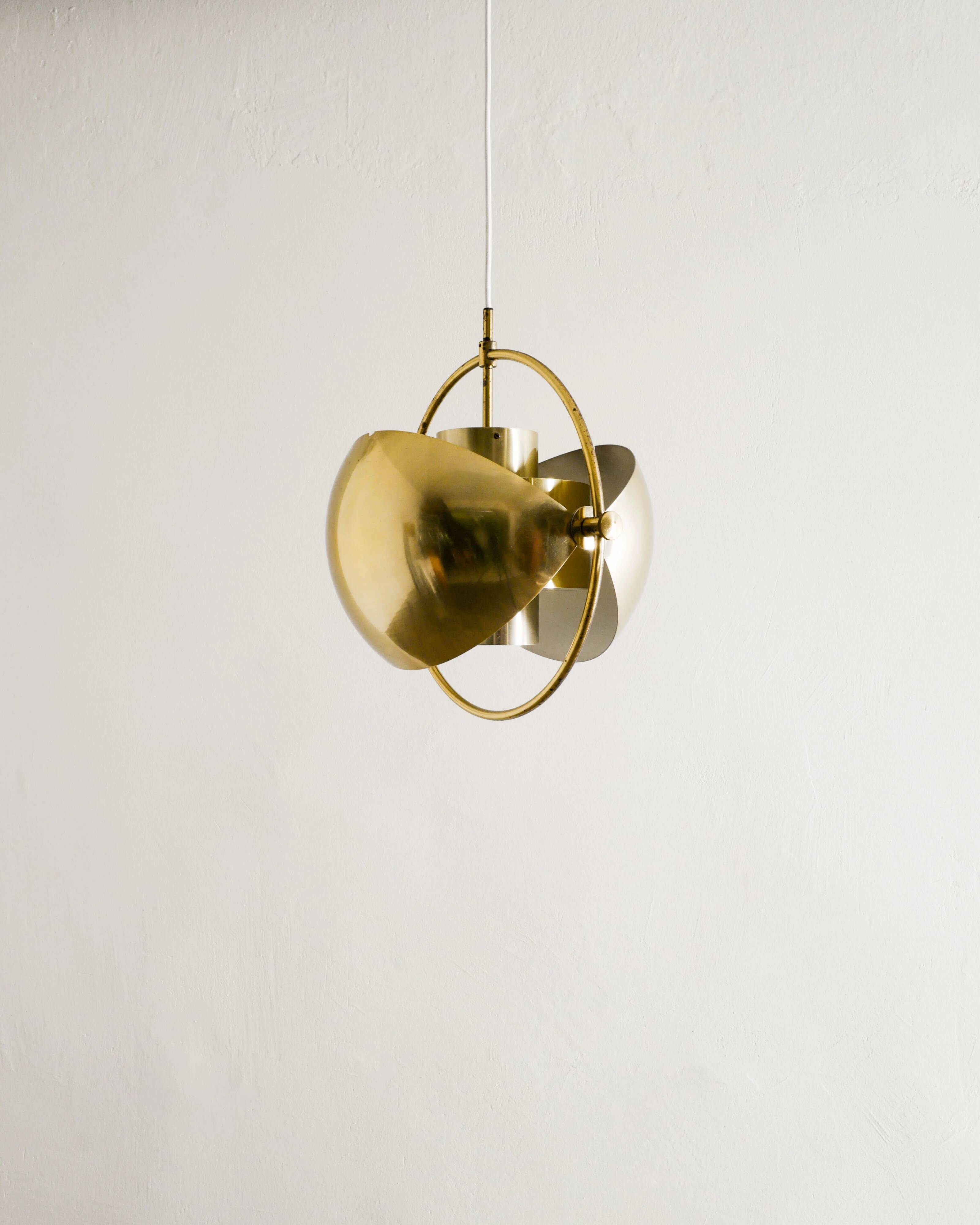 Vintage Danish Mid Century Louis Weisdorf "Multi Lite" Brass Pendant, 1960s
