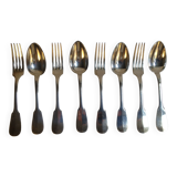 8 cutlery in silver metal, model Cluny/Valois/Vieux Paris