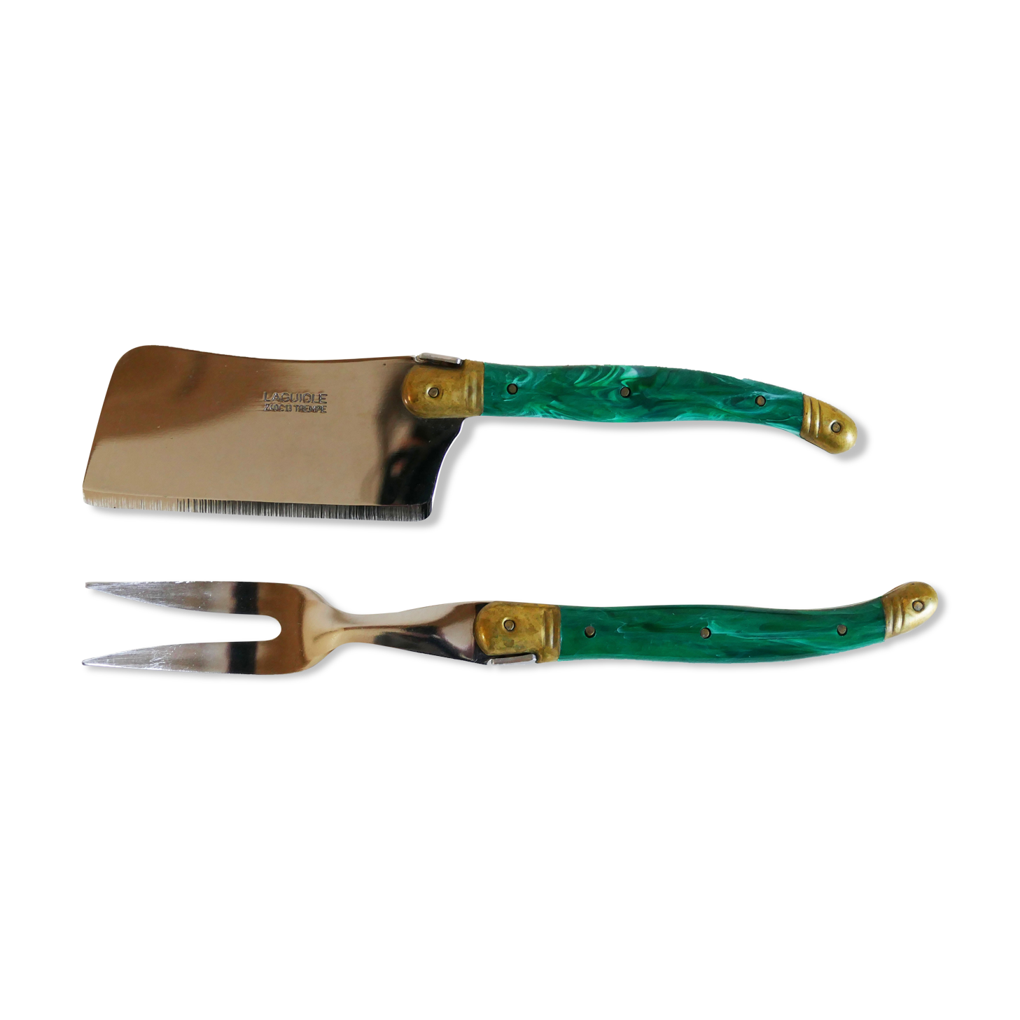 Laguiole couteau et fourchette en acier et laiton