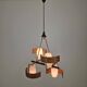 Italian Brass, Teak and Opaline Glass Chandelier by Stilnovo, 1960's