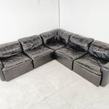 Canapé modulaire en cuir patchwork vintage, années 1970