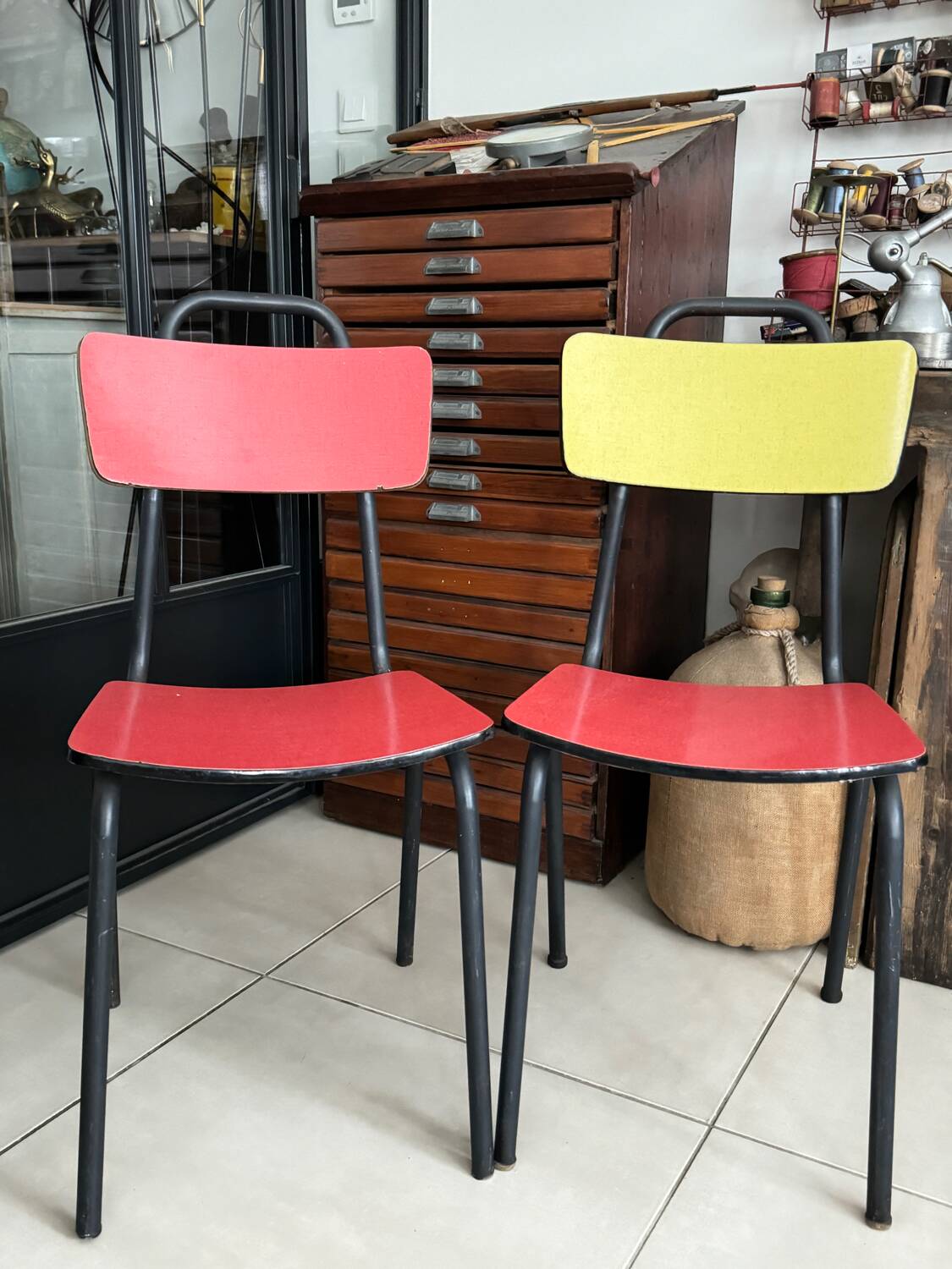 Pair of vintage Formica chairs