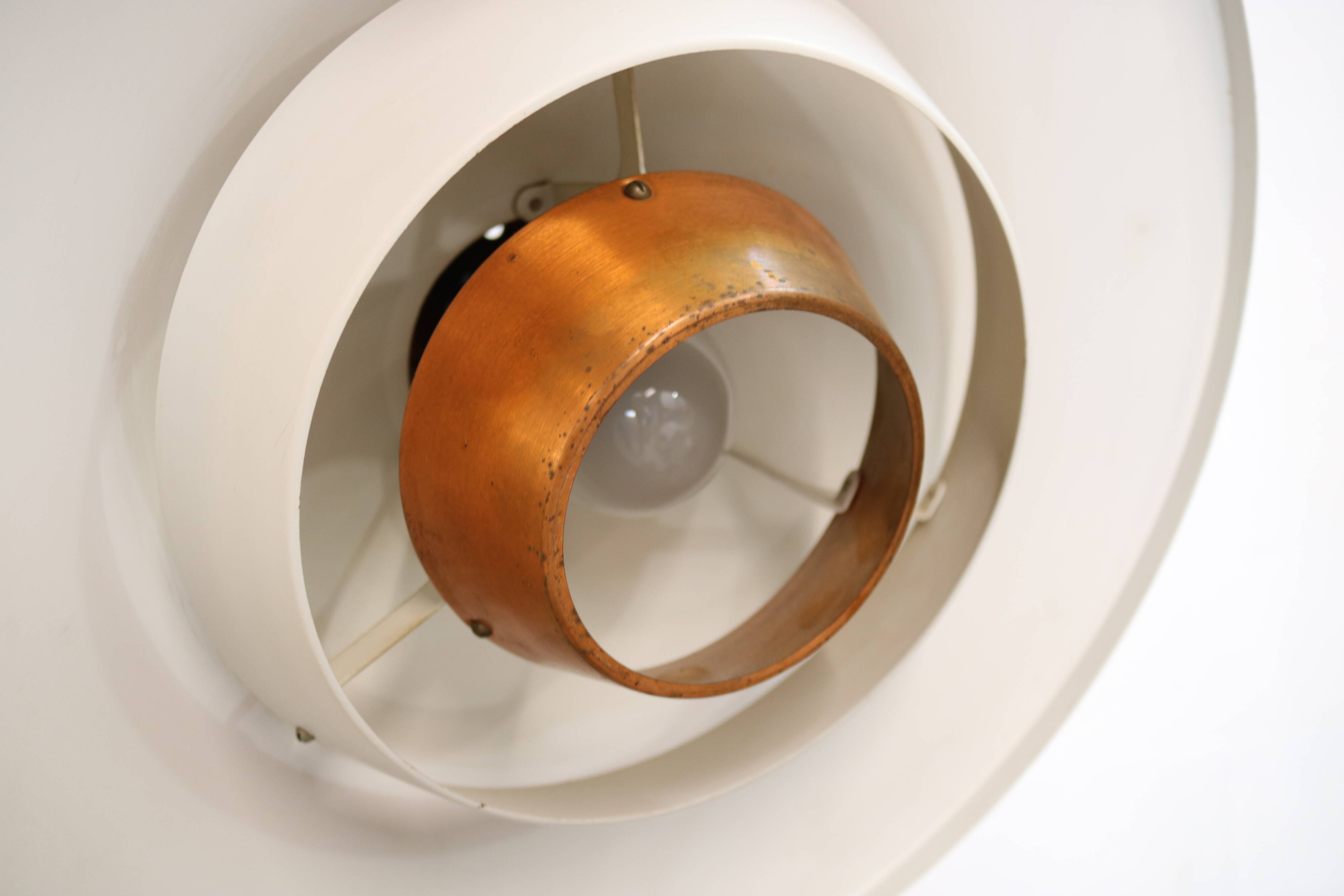 Rare Mid-Century Danish design lamp ,1960s -black&white metal& solid copper