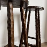 Duo de tabourets hauts ciselés brutalistes