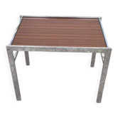 Mid-Century Chrome-Plated Steel and Teak Side Table, 1960s