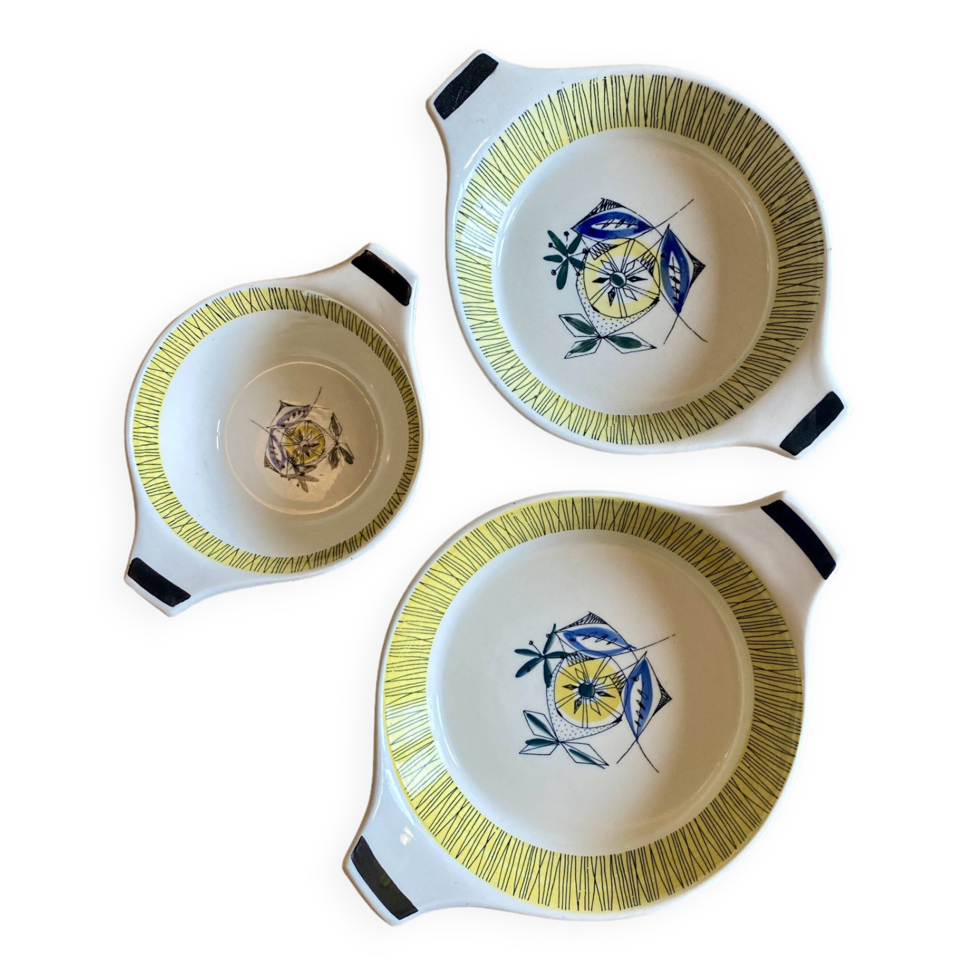 Set of 3 vintage serving dishes from the Flamingo series by Stavangerflint