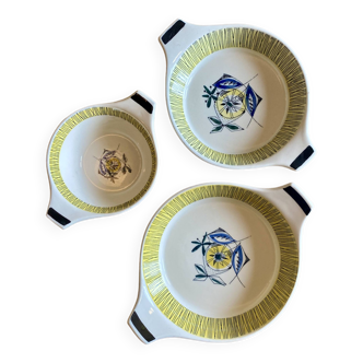Set of 3 vintage serving dishes from the Flamingo series by Stavangerflint