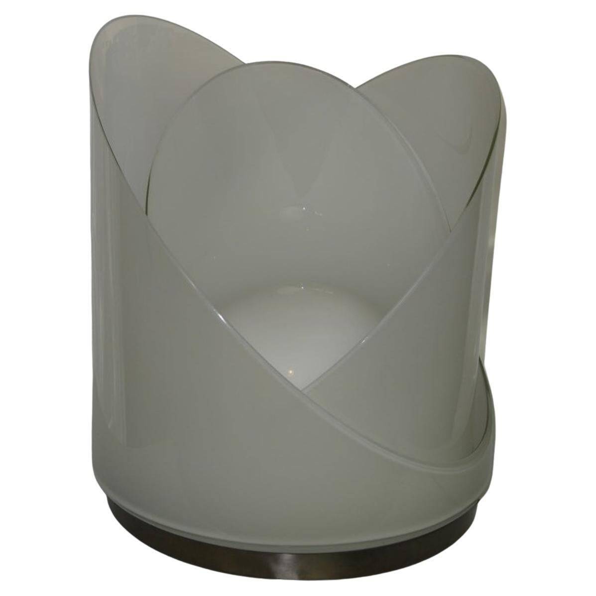 Large vintage white glass lamp model LT300 by Carlo Nason for Mazzega.