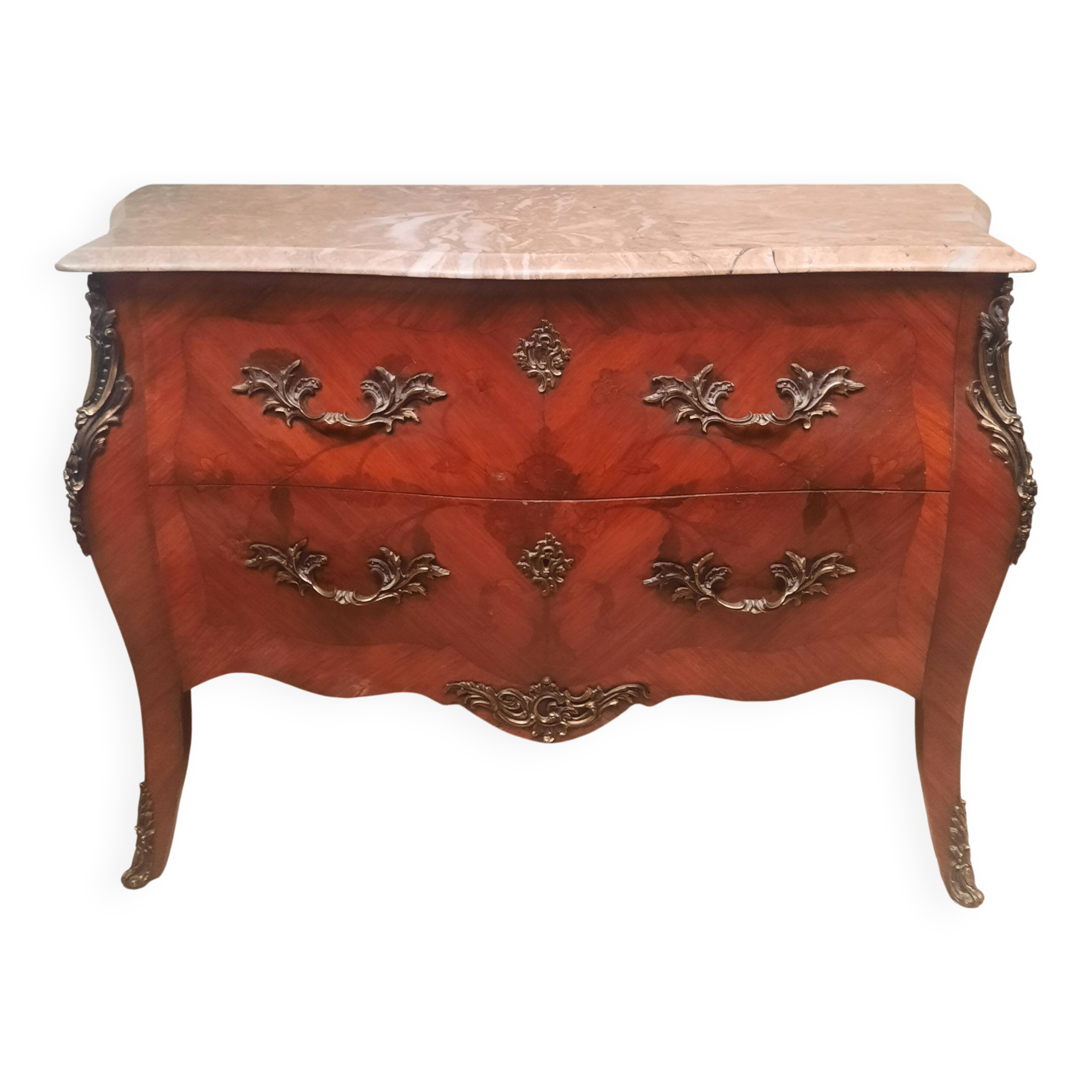 Louis XV style chest of drawers with floral marquetry
