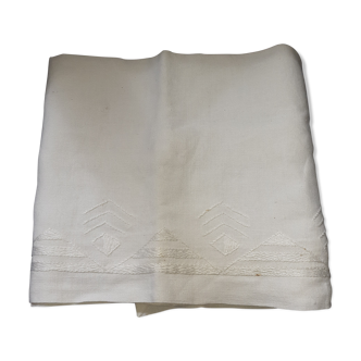 Old pillowcase, white and embroidered