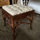Vintage rattan dressing table with mirror and stool 1970