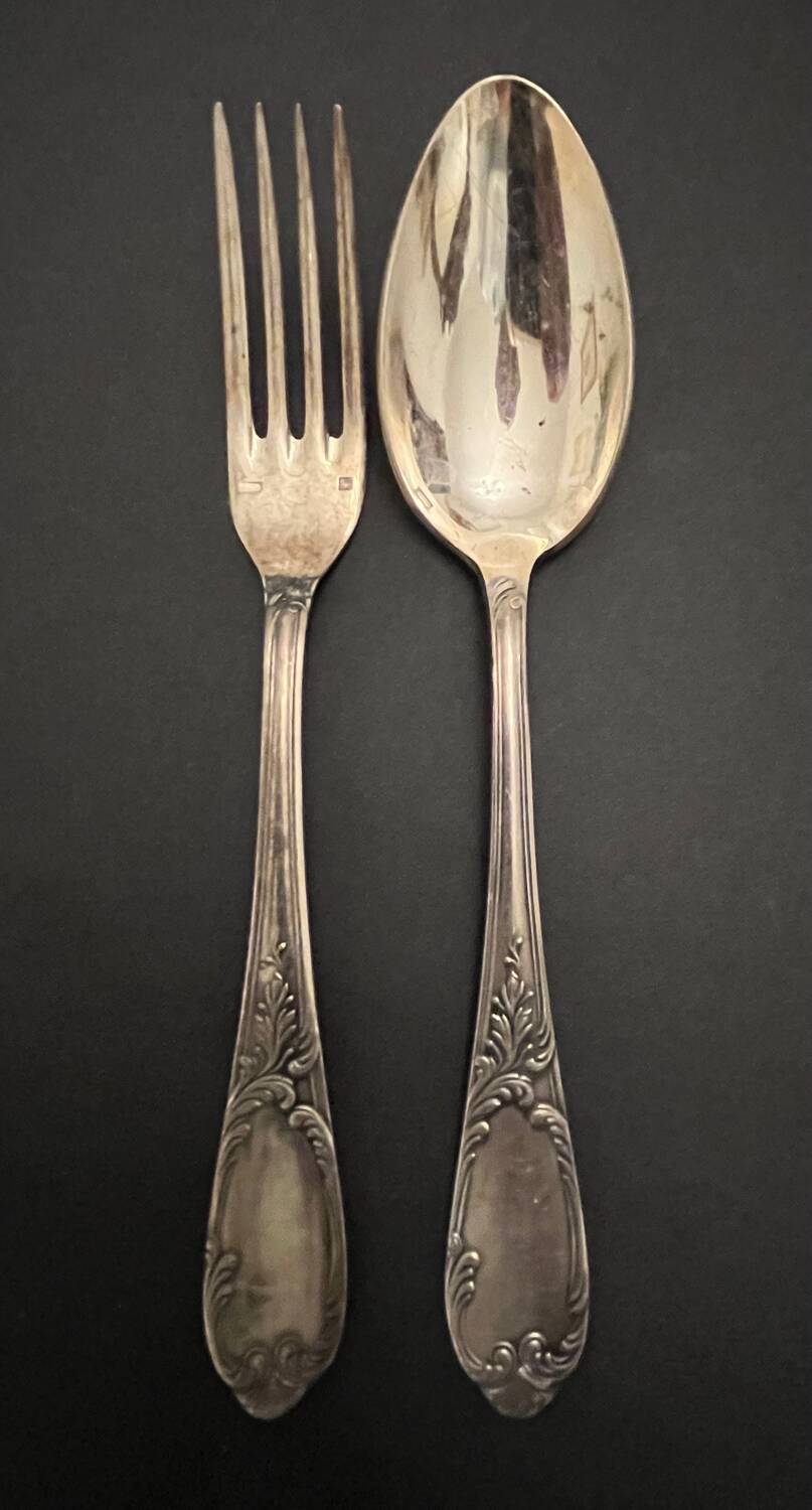 12 silver-plated metal cutlery sets Rocaille