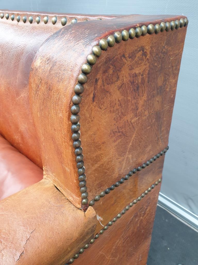 Vintage studded leather club sofa 50/60